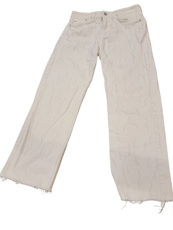 Zara Denim - Zara White Wide Leg Distressed Jeans
